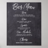 Ruw huwelijksbar gepersonaliseerd drankmenu poster (Voorkant)