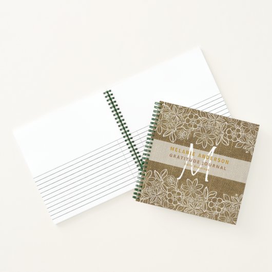 Ruw Jute Kant Dankbaarheid Dankbaarheid Journaal Notitieboek (Binnen)