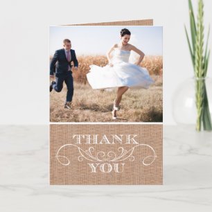 Ruw Juteprint Huwelijk Bedankkaartjes Bedankkaart