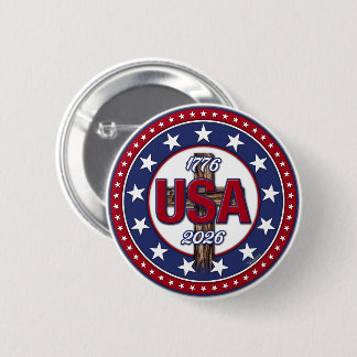 Ruw Kruis USA 1776-2026 Ronde Button 5,7 Cm