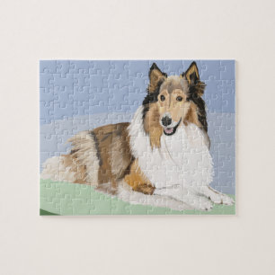 Ruw, lange gepaarde collie legpuzzel