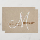 Ruw linnen canvas trouw uitnodiging wees mijn getu (Voorkant / Achterkant)