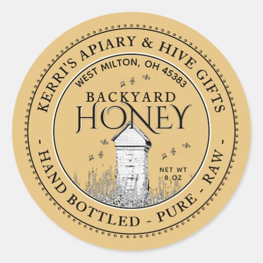 Ruw met voorgevulde buik ronde sticker (Voorkant)