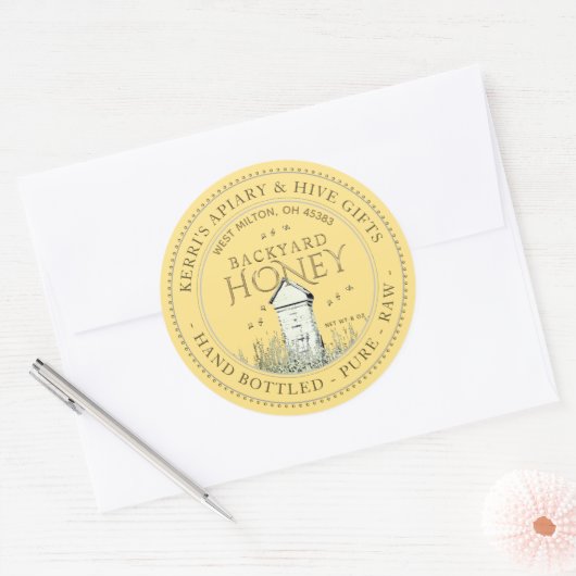 Ruw met voorgevulde buik ronde sticker (Envelop)