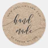 Ruw namaak-kraft ontspannen script handgemaakt ronde sticker (Voorkant)