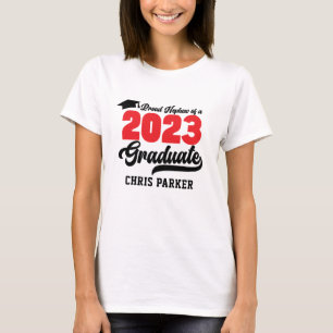 Ruw Nephew van een 2023 Afstuderen rood gebold scr T-shirt