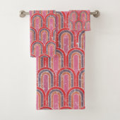 Ruw omhoog Regenbogen roze Badhanddoek Set Bad Handdoek (Insitu)