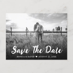 Ruw Schrift Foto Bruiloft Save The Date Postkaart Aankondigingskaart