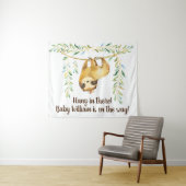 Ruw sloth babyshower achtergrond wandkleed (In Situ (horizontaal))