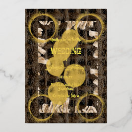 Ruw Touw Stijlvolle Border Bruiloft Folie Uitnodiging