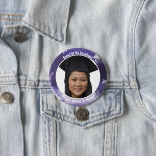 Ruw van uw Afstuderen foto-Button Paars Ronde Button 7,6 Cm
