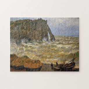 Ruw Zee bij Etretat Monet Fine Art Legpuzzel