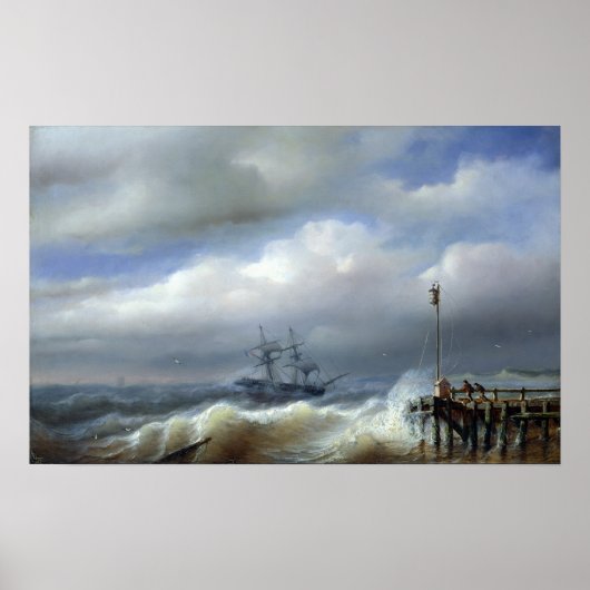 Ruw Zee in Stormy Weather, 1846 Poster (Voorkant)