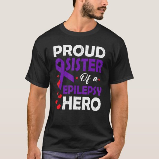 Ruw zuster van een Epilepsy Hero Warrior Paarse ri T-shirt (Voorkant)