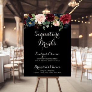 Ruw Zwart Botanisch Onderschrift Drankjes Bord Poster