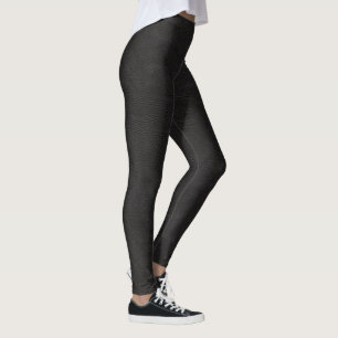 Ruw zwart lederen print leggings