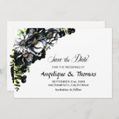 Ruw Zwarte Bloem Bruiloft Save The Date (Voorkant / Achterkant)