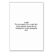 Ruwe ananashuid, bijvoeglijke lezing flashcards kaart (Achterkant)