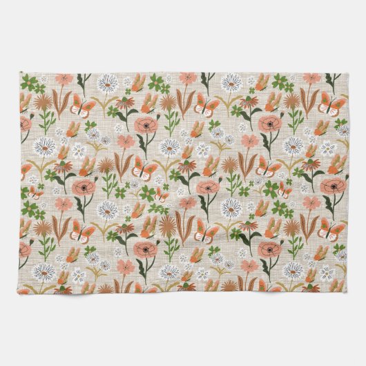 Ruwe Bamboe Bloemen Daisy Shamrocks Boerderij Theedoek (Horizontaal)