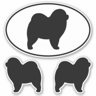 Ruwe Chow Chow-hond Silhouet Vinyl Sticker Set