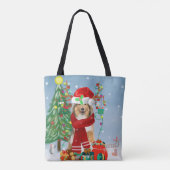 Ruwe Collie Dog in Sneeuwkerstcadeau Draagtas (Achterkant)