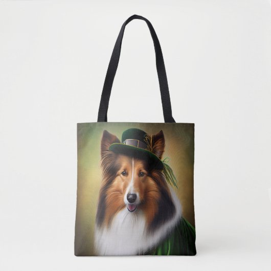 Ruwe Collie Dog in St. Patrick's Day Dress Draagtas (Voorkant)