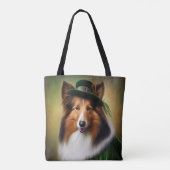 Ruwe Collie Dog in St. Patrick's Day Dress Draagtas (Achterkant)
