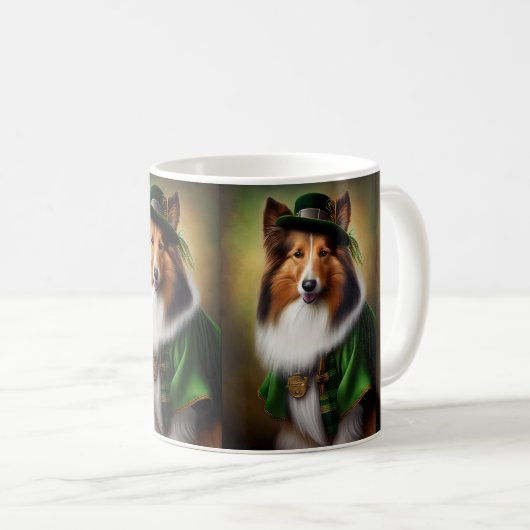 Ruwe Collie Dog in St. Patrick's Day Dress Koffiemok (Voorkant rechts)