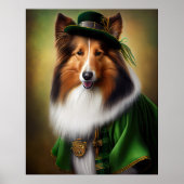 Ruwe Collie Dog in St. Patrick's Day Dress Poster (Voorkant)