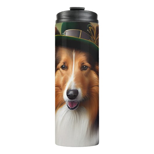 Ruwe Collie Dog in St. Patrick's Day Dress Thermosbeker (Voorkant)