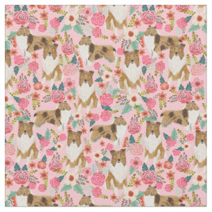 ruwe collie - floranje roze stof