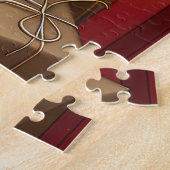 Ruwe Collie Hond Met Kerstcadeaus Open Haard Legpuzzel (Zijkant)