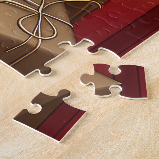 Ruwe Collie Hond Met Kerstcadeaus Open Haard Legpuzzel (Zijkant)