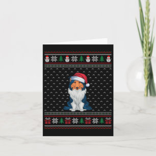 Ruwe Collie-hond met kerstmuts lelijke kerst-hond  Kaart