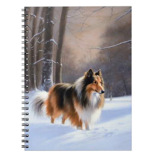 Ruwe Collie Laat het Sneeuwen Kerstmis Notitieboek (Voorkant)