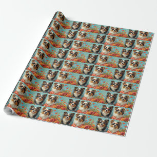 Ruwe Collie met Hartrozen Valentijnsdag Cadeaupapier