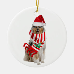 Ruwe collie met Petten kerst Keramisch Ornament