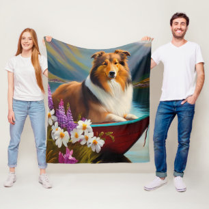 Ruwe Collie op een peddel: een Schilderachtig avon Fleece Deken