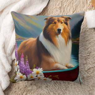 Ruwe Collie op een peddel: een Schilderachtig avon Kussen