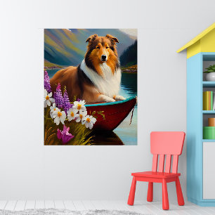 Ruwe Collie op een peddel: een Schilderachtig avon Poster