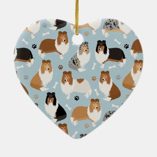 Ruwe Collie Paws en Botten Keramisch Ornament (Achterkant)