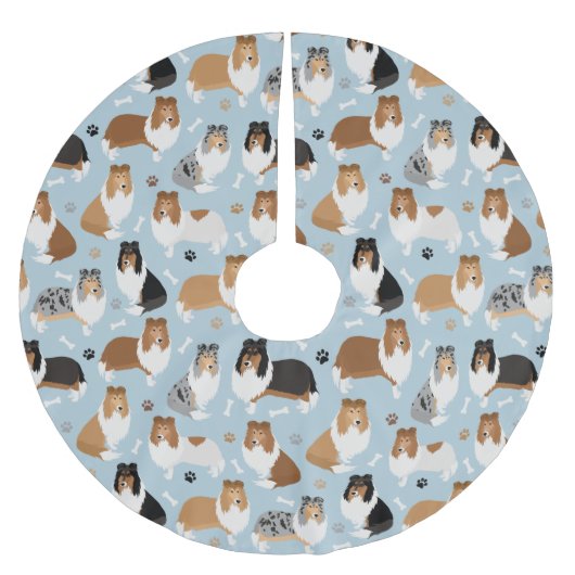 Ruwe Collie Paws en Botten Kerstboom Rok (Voorkant)