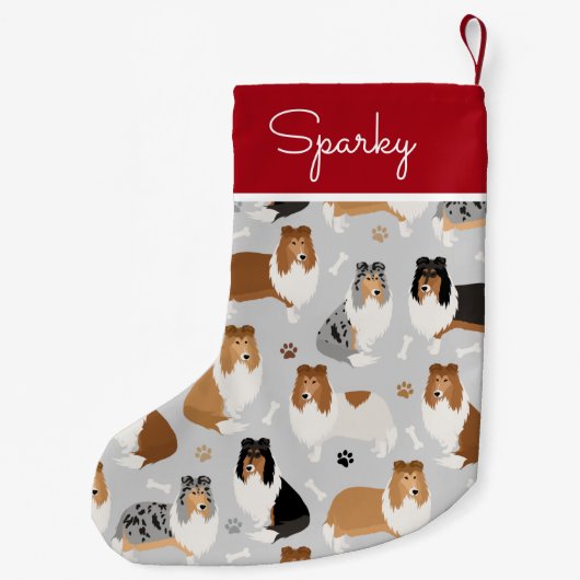 Ruwe Collie Paws en Botten Kleine Kerstsok (Achterkant)