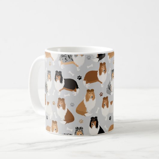 Ruwe Collie Paws en Botten Koffie Mok (Voorkant links)
