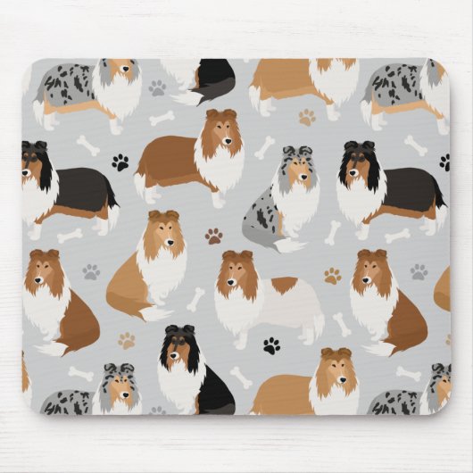 Ruwe Collie Paws en Botten Muismat (Voorkant)