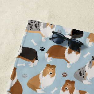 Ruwe Collie Paws en Botten Strandlaken