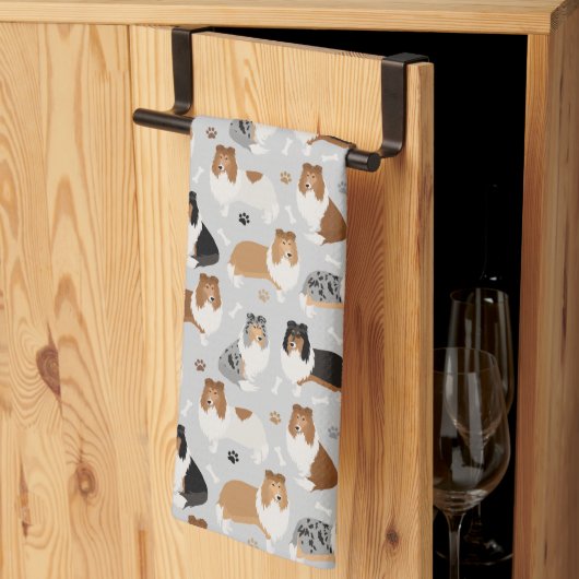 Ruwe Collie Paws en Botten Theedoek (Derde Gevouwen)