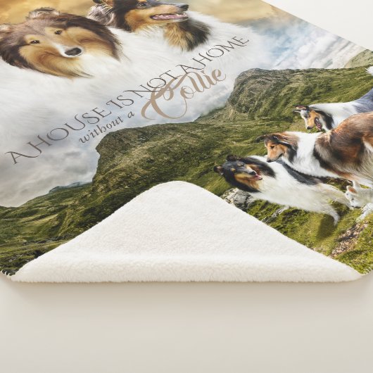 Ruwe Collies Herding Sheep, w/ Portrait & Quote - Sherpa Deken (3/4)