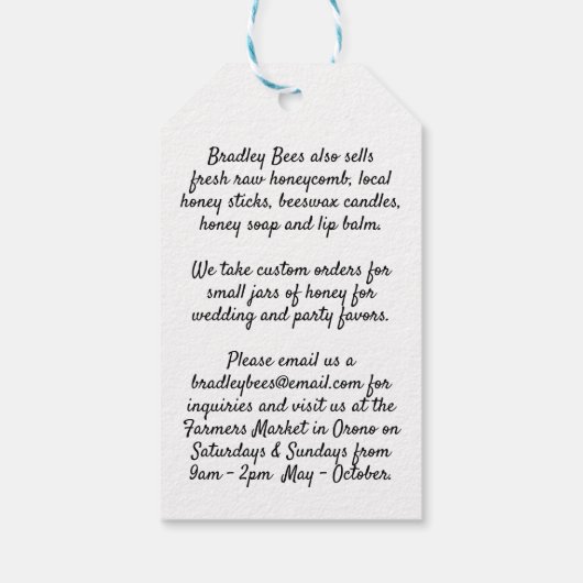 Ruwe herfst- of boshoning Kleine Bij & Honing drup Cadeaulabel (Achterkant)