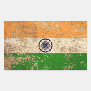 Ruwe Indiase vlag Rechthoekige Sticker